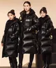 Kış kızları kapşonlu moda ceket siyah altın uzun çocuklar kalınlaşmış pamuk ch227 240108