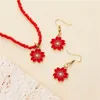 Pendentif Colliers Cherry Blossom Collier Boucles d'oreilles Ensemble Bijoux pour femmes Huile Goutte à goutte Simple Perle de riz Géométrique Mode Filles Cadeaux