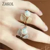 Cluster Rings Zakol New Fashion Cubic Zirconia Open Rings Imitation Pearls Resizable Ring For Women Luxury Wedding Jewellery RP2254 YQ240109