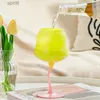 Wine Glasses High-value Creative Color Goblet Crystal Cup Macaroon Twisted Cup Lady Cute Water Glass Juice Cup Water Bottle with Straw YQ240105