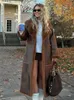 Manteau Long en fausse fourrure pour femmes, mode Patchwork, col rabattu, manches, veste épaisse et chaude, Vintage, pardessus de rue ample