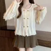 Women's Knits 2024 Tassel Short Sweater Jacket Women Fashion Double Breasted Long Sleeve Knitted Cardigan Woman Korean O-Neck Loose Knit