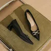 Chaussures habillées EVACANDIS Talons en peau de mouton pour femmes Chunky Élégant Pointu Couleur Correspondant Style Designer Simple