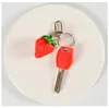 Keychains PVC Simulation Food Vegetables Keychain For Women Fruits Orange Petal Lemon Keyring Car Key Chains Fashion Jewelry Accessories