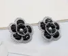 2024 Luxury quality charm flower shape black color stud earring and brooch in silver plated have stamp box PS3761A