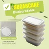 Recipiente retangular compostável de bagaço de cana-de-açúcar com 2 tampas para sushi, caixa descartável para preparação de refeições, bandeja para alimentos 240108