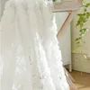 Korean Creative White Lace 3D Rose Curtain Voile Anpassade fönsterskärmar för äktenskap vardagsrum sovrum franska Tende 240109