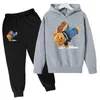 Kids Hoodie Set Cotton Top Pants 2st Set Spring/Autumn Children's Clothing Street Dance Cartoon Bear Print Boys Girls Tops 240108