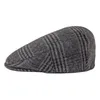 Caps Feinion Autumn Men Cap Summer Hat Wool Blend Flat Caps Stora Check Herrinbone Hats 721