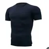 Mens Camisetas Quick Dry Running Compression T-Shirt Respirável Terno Fitness Apertado Sportswear Equitação Camisa de Manga Curta Treino Drop De Otw3D