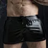 Calções masculinos calças boxer troncos clubwear motocicleta couro do plutônio plus size sleepwear cor sólida roupa de banho masculina moda