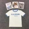 デザイナーの新しいシャツ、女性のニットTシャツ、綿のロゴ、ファッショナブルな女性服、女性用半袖Tシャツ、トレンディな服