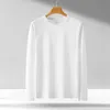 Heavyweight long sleeved men's t-shirt, pure cotton, loose and solid color top, round neck, youth autumn and winter t-shirt base shirt