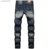 Jeans masculinos Moda Jeans Homens Buraco Casual Rasgado Slim Fit Rap Hip Hop Calças Retas Clássico Plissado Denim Calças Biker Jeans T240109