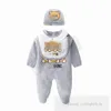 Ins Baby Love Hearts Cartoon Bear Rompers Infant Girlsレタープリントラペル長袖ジャンプスーツ