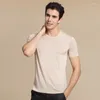 Mäns T-skjortor Kvalitet Mulberry Silk Sticked Short Sleeve Round Neck T-Shirts TEE TOP PLUS STORLEK HY006