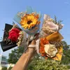 Dekorativa blommor Rose Simulation Soap Flower Mini Fake Bouquet Birthday Present Anniversary Wedding Table Decoration Artificial