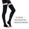 Plus Size 23-32mmHg Thigh High Compression Socks Level 2 Compression Tape Open Toe Varicose Vein Therapy Socks S-5XL 240109
