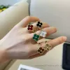 anelli di gioielli firmati Anello Vans Cleef Anello di lusso con gemma singola di trifoglio Anello di design con ciondolo da donna Anello di fidanzamento regalo