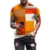 Herren T-Shirts 2024 Sommermode T-Shirt Herren 3D-gedrucktes, atmungsaktives Street-Style-Stitching-Print-T-Shirt