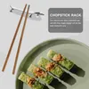 Dinnerware Sets 4pcs Zinc Alloy Lovely Little Chopsticks Rest Spoons Stand Forks Holder Rack Metal Craft Table Decoration