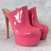 Rontic Handgemaakte Vrouwen Platform Muilezels Pompen Sexy Stiletto Hakken Ronde Neus Mooie Kaki Oranje Casual Schoenen Amerikaanse Maat 5-20