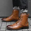Bottes d'affaires en cuir pour hommes, chaussures montantes à la mode, Vintage britannique, Design automne-hiver, bottines chaudes en velours