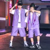 Conjuntos de roupas crianças meninos meninas ternos colete shorts crianças dança jazz hip hop traje moda sem mangas blazer jaqueta fatos de treino