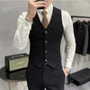 Jacka Vest Pants High-End Brand Boutique Fashion Solid Color Mens Casual Business Suit 3Piece Set Groom Wedding Dress 240108