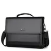Vintage Pu Leather Men Portfölj Bag Executive Handväska för dokument MANA Business Shoulder Messenger Laptop Man 240109