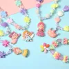 Set di gioielli per bambini Corona di fiori per ragazze Collana con ciondolo a forma di angelo Braccialetti con perline Gioielli da vestire per bambini piccoli