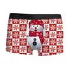 Shorts Natal 3d impresso roupa íntima masculina respirável confortável boneco de neve elegante cintura média