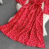 Sukienki swobodne Summer Maxi dla kobiet rozszerzone rękawie w dekolcie a-line damskie sukienka elegancka koronkowa-up-u kobiet długa kropla
