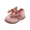 First Walkers 2024 Spring Autumn Girls Princess Shoes Kids Fashion Bowknot Flats Baby Soft Sole Walking Toddler Knit Loafers