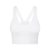 Traje de yoga Cuello en V profundo Sujetador deportivo Almohadillas Logo Mujeres Transpirable Fitness Tanque Push Up Entrenamiento Crop Top Soft Gym Chaleco Tallas grandes Ropa interior