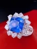 Cluster Rings HJY2024 Blue Sapphire Ring 10.86ct Real 18K Gold Natural Unheat Cornflower Gemstone Diamonds Stone Female