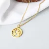 Fashion single simple necklace round world map collarbone women's choker jewelry Q240109