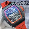 Top ZF Factory RicharsMiller Tourbillon Carbon Fiber Case RM011FM Midnight Fire Global Limited edition of 88 black and red hollowed out dials date timers with aY739