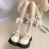 Calcetines de mujer Lolita medias con lazo de encaje chicas Sexy negro blanco malla larga JK pantimedias medias mallas de rejilla medias de seda