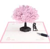 Cherry Blossoms 3D Greeting Card Romantic Flower Pop -Up Karty pozdrowienia Karty Gratulacyjne Karty wyskakujące kartę Walentyn0396433184