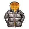 Meninos meninas com capuz jaquetas crianças casacos inverno quente superior criança zíper crianças outerwear traje 240108