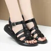 Sandalen Leder flach große Größe 41 42 Damen römische Schuhe breit weiblich Sommer Rindsleder Sandali Donna