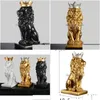 Articles de nouveauté Gold Crown Lion Statue Artisanat Décorations de Noël pour la maison Scpture Esctura Décoration Accessoires T200330 Drop D Dhn0C