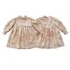 Adorable robe imprimée vintage pour filles coréennes pour l'automne/hiver, costume Lolita doux à manches bouffantes à volants, tenue vestimentaire de 10 ans - Parfait pour les enfants élégants !