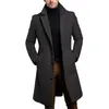 Trenchs pour hommes Manteaux noirs chauds et confortables pour hommes à manches longues à simple boutonnage pardessus parfait automne hiver