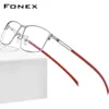 FONEX alliage lunettes cadre hommes carré Prescription lunettes myopie optique cadres coréen sans vis lunettes 010 240109