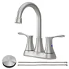 Kitchen Faucets Bathroom Faucet Brushed Nickel 4" 2-Handle Centerset Basin With -up Drain & Supply Lines 11