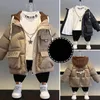 Everyin Children's Parkas pojkar Vinter varma rockar tonåring mode förtjockar huva jackor barn utomhus kappa baby parka 240108