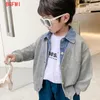 Children's clothing for boy Coat Spring Autumn Jacket Denim collar Patchwork top Fake two shirts Kids Outerwear 2-9 Y 240108