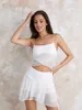 Abiti da lavoro Wsevypo Donna Estate 2 Pezzi Top Gonna Tute Sexy Mesh Patchwork Outfit Slip Cami Crop Top e Layered A-line Beach Set